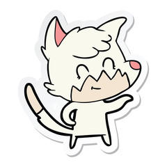 sticker of a cartoon friendly fox