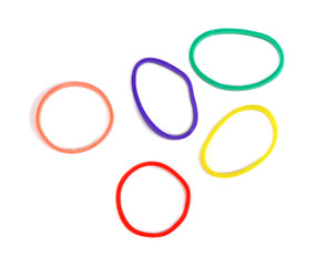 colorful rubber bands isolated on white