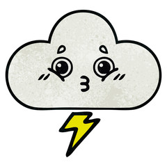 retro grunge texture cartoon storm cloud