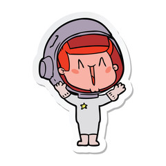 sticker of a happy cartoon astronaut