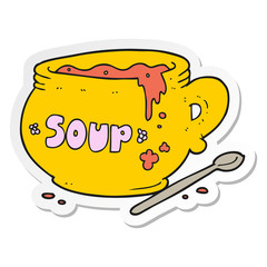 sticker of a cartoon bowl of soup