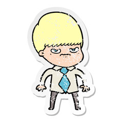 distressed sticker of a cartoon boy