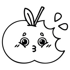 line drawing cartoon red apple