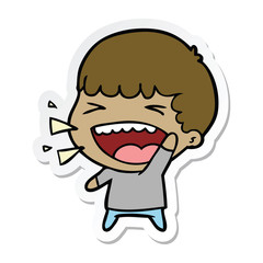 sticker of a cartoon laughing man