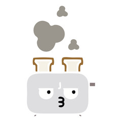 flat color retro cartoon of a toaster