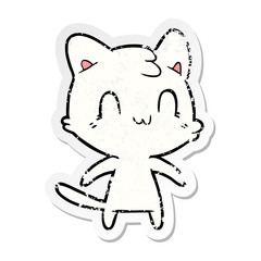 Obraz na płótnie Canvas distressed sticker of a cartoon happy cat