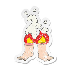 retro distressed sticker of a cartoon of spontaneous human combustion