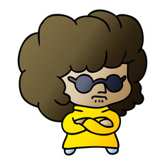 gradient cartoon of a kawaii woman