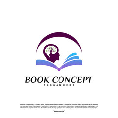 Science Book Logo concept. Nature People Learning Education Logo Design Template Vector. Icon Symbol