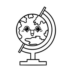line drawing cartoon globe of the world