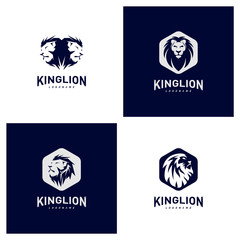 Set of Lions Logo Design Concept. King Lions Logo Design Template Vector. Icon Symbol