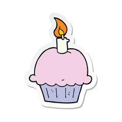 sticker of a cartoon birthday cupcake