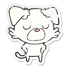 distressed sticker of a cartoon dog
