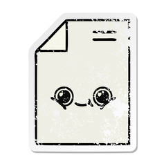 distressed sticker of a cute cartoon sheet of paper