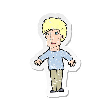 recommend clip art: retro distressed sticker of a cartoon surprised man