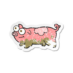retro distressed sticker of a cartoon pig