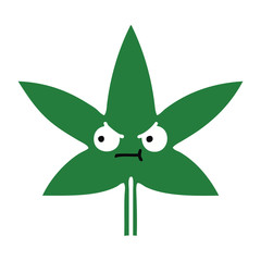 flat color retro cartoon marijuana leaf
