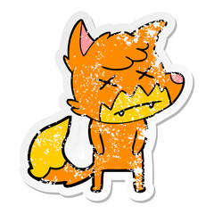 distressed sticker of a cartoon dead fox