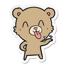 sticker of a rude cartoon bear