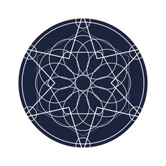 Fototapeta premium Mystical geometry symbol. Linear alchemy, occult, philosophical sign. For music album cover, poster, sacramental design. Astrology and religion concept.