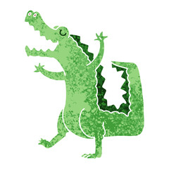 quirky retro illustration style cartoon crocodile