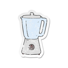 retro distressed sticker of a cartoon blender