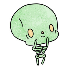 textured cartoon kawaii cute dead skeleton