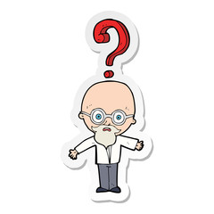 sticker of a cartoon older man with question