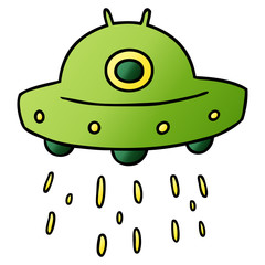 gradient cartoon doodle of an alien ship