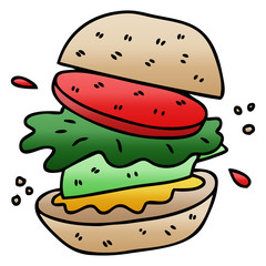 quirky gradient shaded cartoon veggie burger
