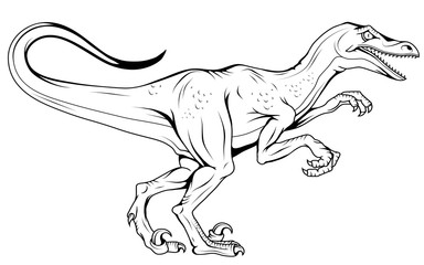 velociraptor hand drawn dinosaur , vector graphic to design
