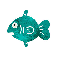 retro cartoon doodle of a marine fish