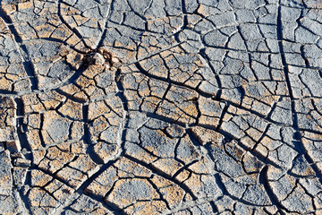 Boden eines ausgetrockneten Schlammbeckens, Geothermalgebiet Hverir, Myvatn, Island