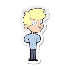 sticker of a cartoon boy staring