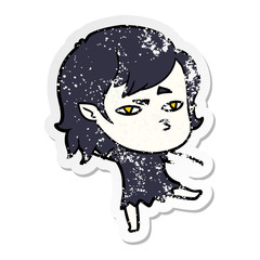 distressed sticker of a cartoon vampire girl