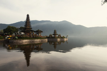 Bali symbol picture: Pura Ulun Danu Bratan temple on mountain lake