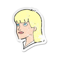retro distressed sticker of a cartoon serious woman