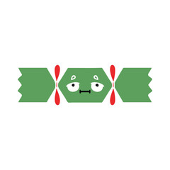 flat color retro cartoon christmas cracker