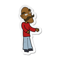 sticker of a cartoon old man with mustache