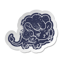 distressed old sticker kawaii cute lion cub