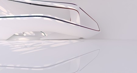 Abstract white and colored gradient glasses interior multilevel public space with window. 3D illustration and rendering.