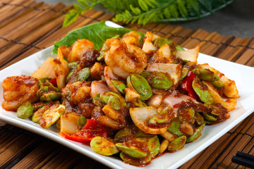 petai ,bitter beans with shrimp, sambal and chilli