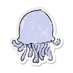 distressed sticker of a cartoon jellyfish