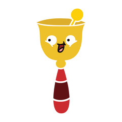 flat color retro cartoon school bell