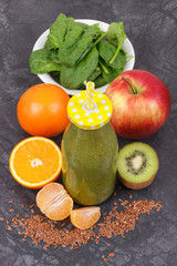 Freshly blended coctail from fruits and vegetables, healthy nutrition concept