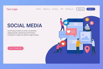 Landing page template social media concept for website and mobile website