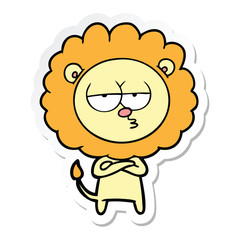 sticker of a cartoon bored lion