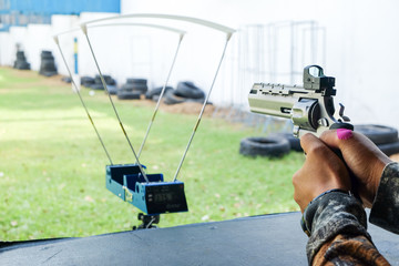 Revolver pistol gun velocity test with investigation experiment