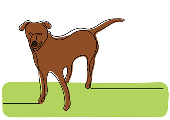 continuous line drawing of standing dog