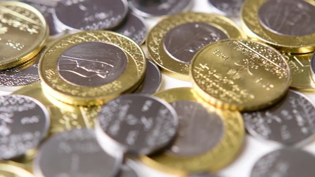 Saudi Riyal Coins Rotating. Saudi Arabia currency.